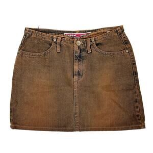 Y2k Konka brown denim mini skirt 28"